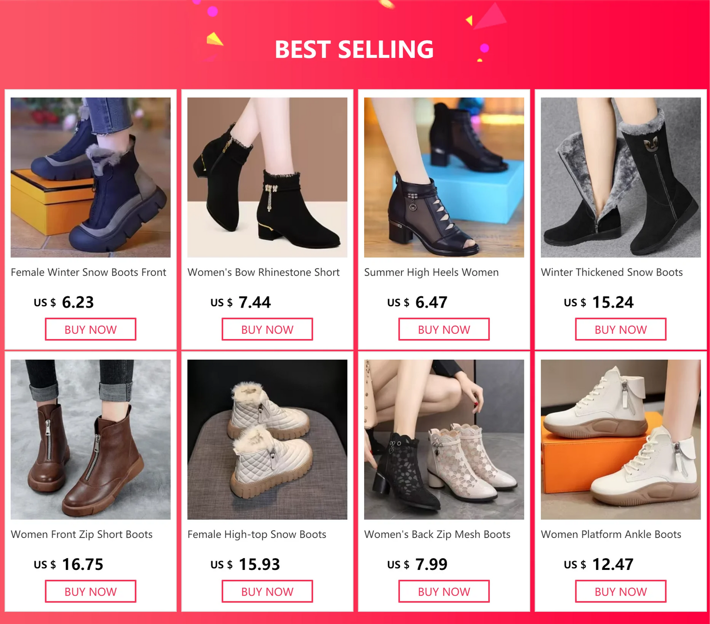 Women's Bow Rhinestone Short Boots Round Head Chunky Heel Shoes Side Zip Tassel Pendant Comfortable Non-slip Party High Heels