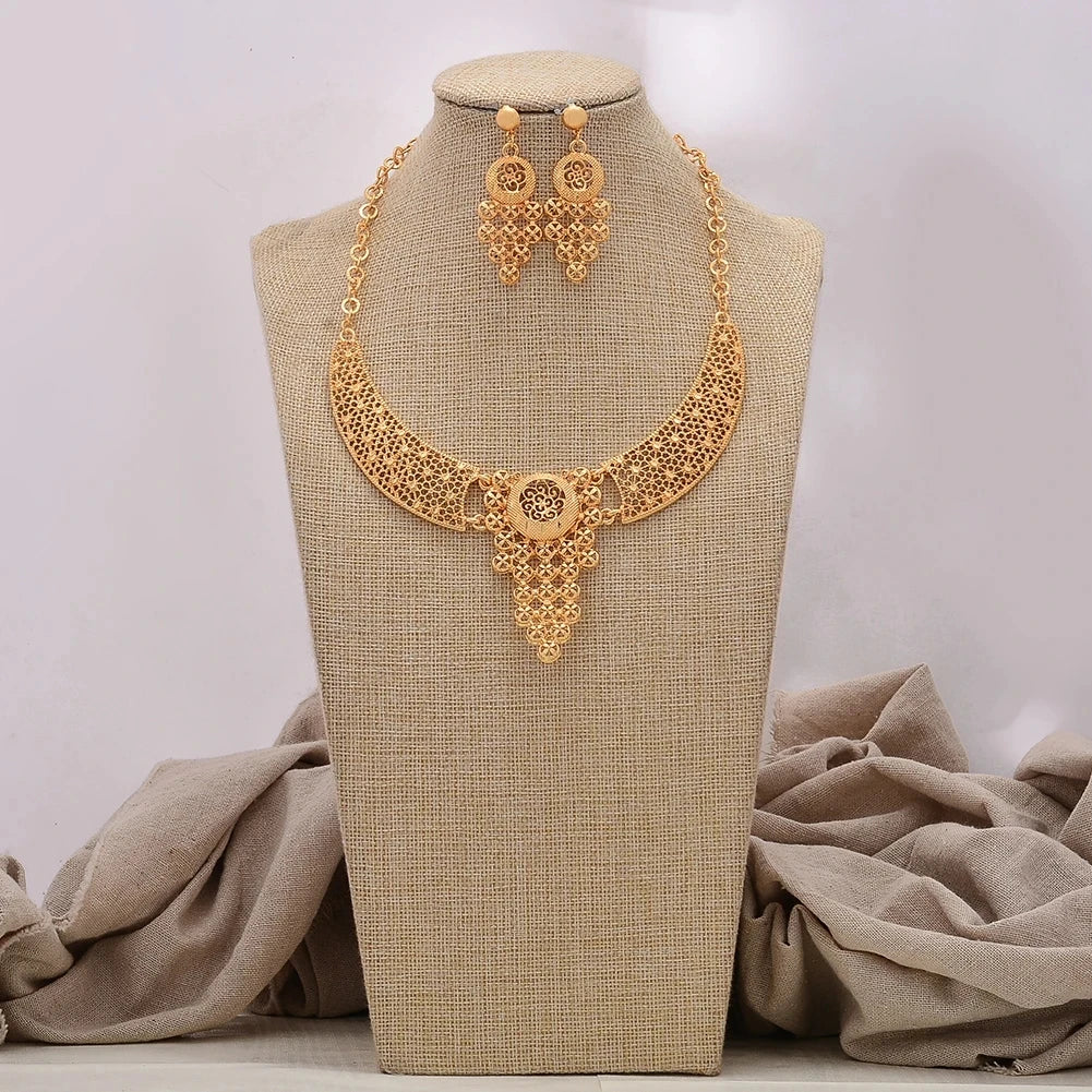 Ethiopian Gold Color Jewelry Sets for Women Men  Trendy African Arabian Charm Party Wedding Jewelry Sets Gift