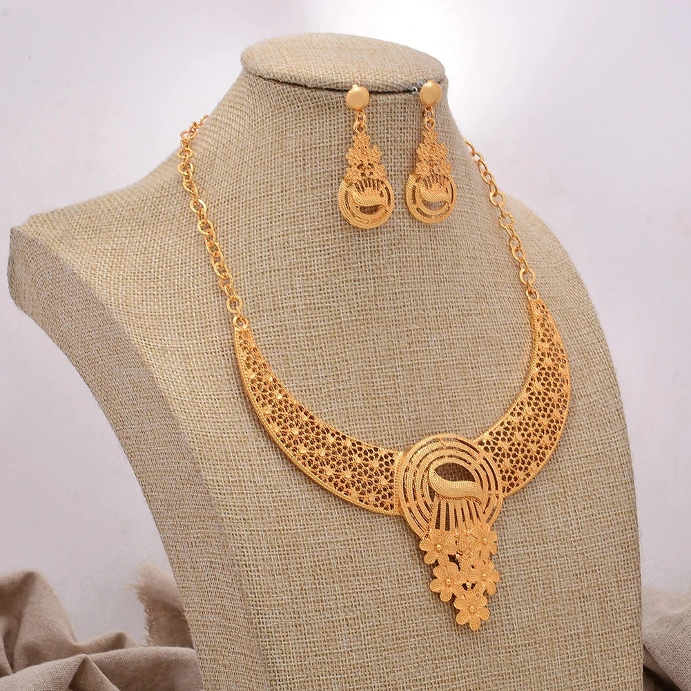 Ethiopian Gold Color Jewelry Sets for Women Men  Trendy African Arabian Charm Party Wedding Jewelry Sets Gift