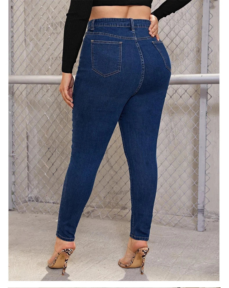 Plus Size Skinny Jeans For Women High Waist Stretch Denim Trousers Mom Jeans Pencil Pants Casual Comfort Trousers Oversize