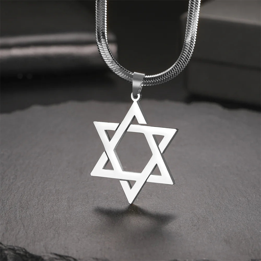 My Shape Star of David Pendant Necklace for Women Jewish Six-pointed Star Charms Choker Chain Stainless Steel Vintage Jewelry