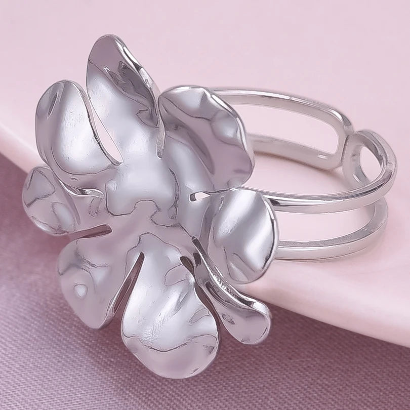 1/2Pcs Stainless Steel Exaggerated Irregular Chunky Textured Open Rings Personality Big Sea Starfish Shell Women Bague Jewelry