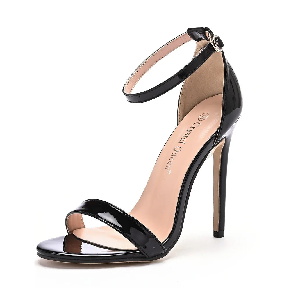 Summer Fashion Sandals Women Sexy PU 10.5CM Thin Heels Buckle Strap Sexy Concise Women's Party Dress Sandals High Heel