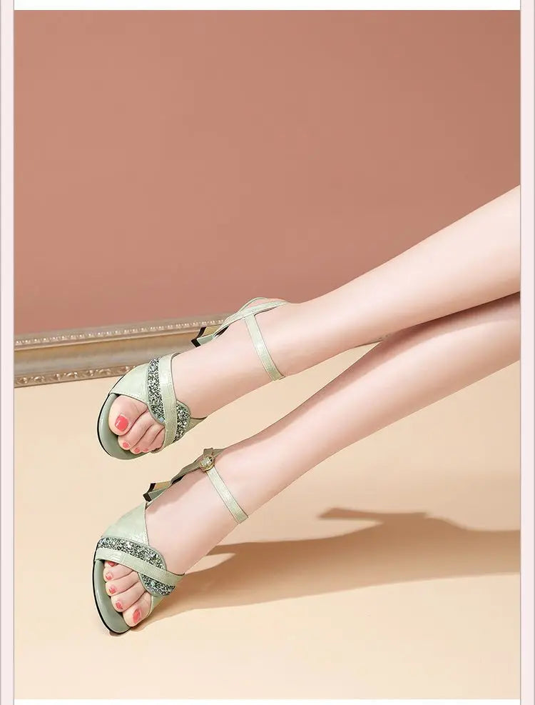 Elegant Sandals Ladies 2023 Shoes for Women Sandals Summer 2023 Peep Toe Dress Bling High Heels Sandals Female Fashion Sexy Shoe