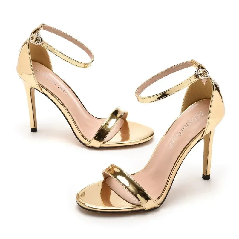 Summer Fashion Sandals Women Sexy PU 10.5CM Thin Heels Buckle Strap Sexy Concise Women's Party Dress Sandals High Heel