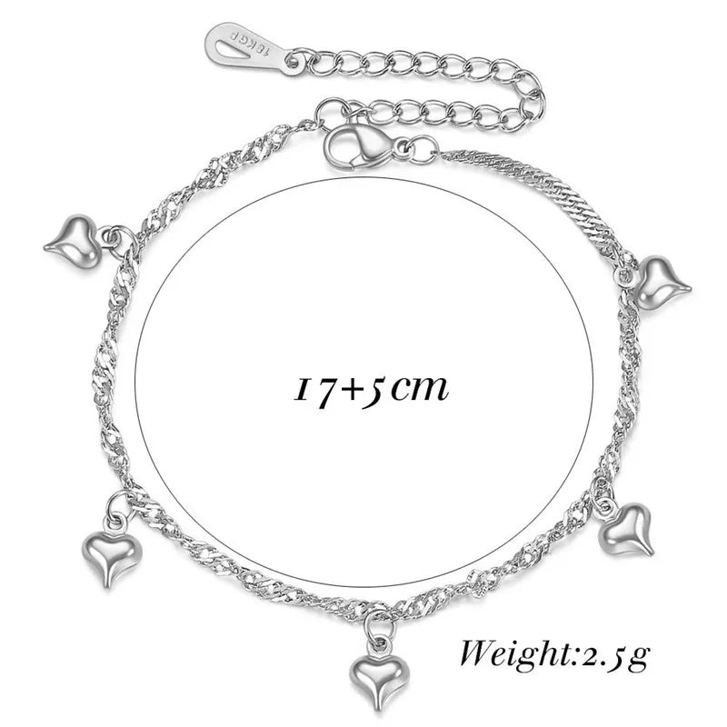 ZORCVENS New Fashion Stainless Steel Heart Charm Bracelet for Women Girl Gold Color Cuban Link Chain Bracelet Jewelry Gift