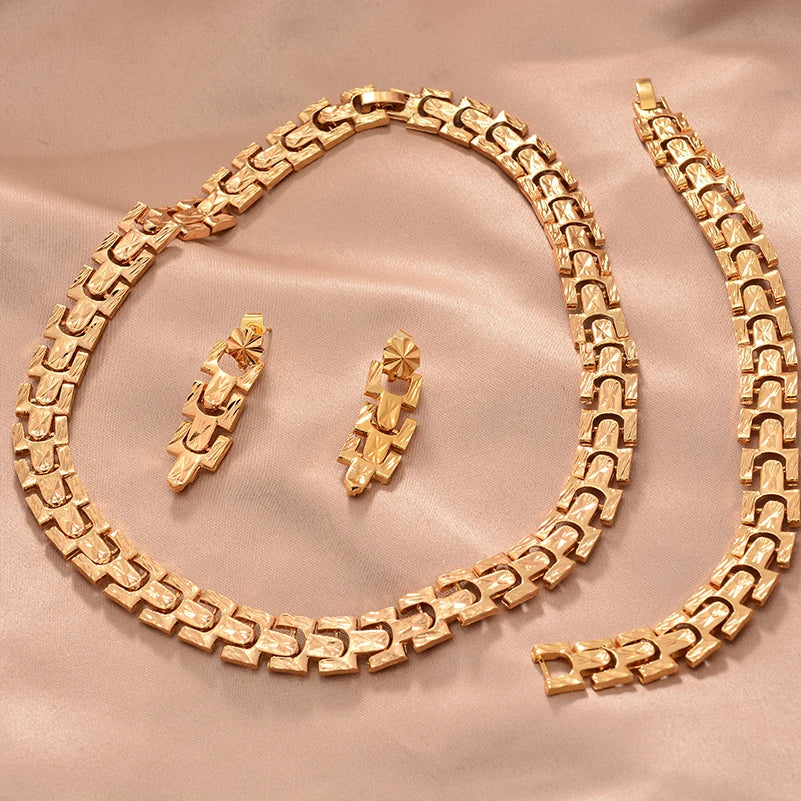 Ethiopian Gold Color Jewelry Sets for Women Men  Trendy African Arabian Charm Party Wedding Jewelry Sets Gift