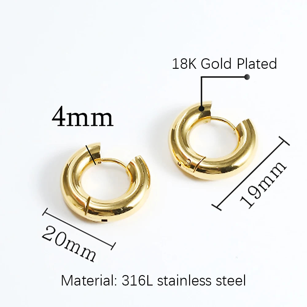 Steel Hoop Earrings For Women Men Stainless Steel Small Gold Color Earring Korea Cartilage Piercing Classic Jewelry Accessories