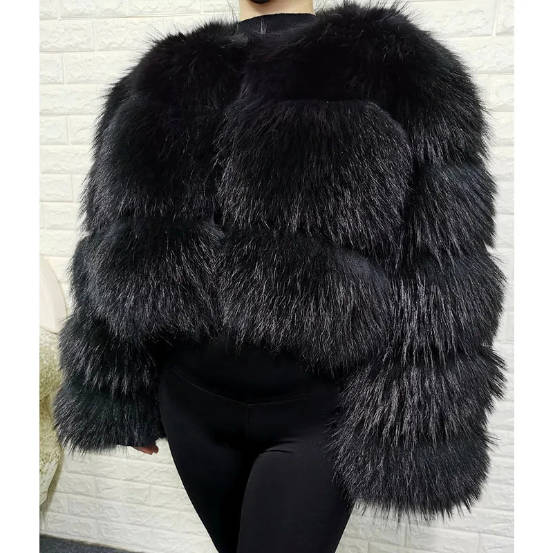 MAOMAOKONG 2024 Plus Size tops Clothing Curve coat Women's Natural real raccoon Fur Coat winter jackets outerwears Female Vest