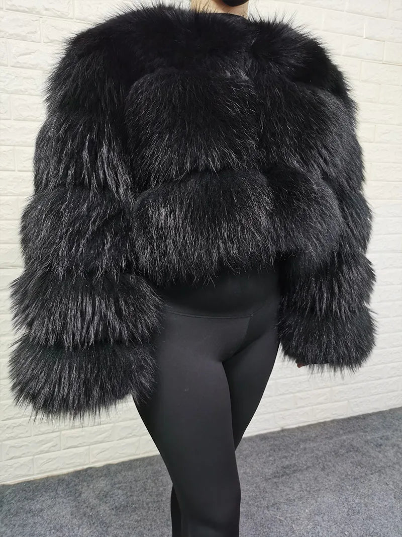 MAOMAOKONG 2024 Plus Size tops Clothing Curve coat Women's Natural real raccoon Fur Coat winter jackets outerwears Female Vest