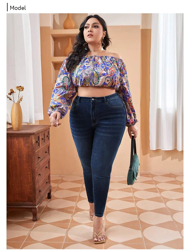 Plus Size Skinny Jeans For Women High Waist Stretch Denim Trousers Mom Jeans Pencil Pants Casual Comfort Trousers Oversize