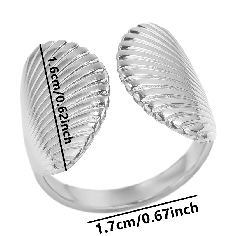 1/2Pcs Stainless Steel Exaggerated Irregular Chunky Textured Open Rings Personality Big Sea Starfish Shell Women Bague Jewelry