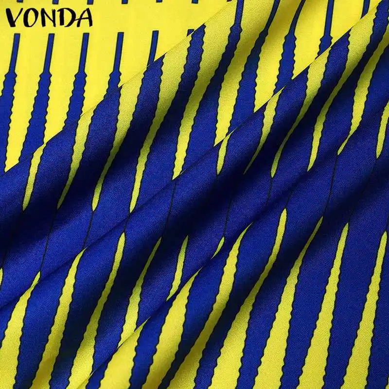 VONDA Plus Size Women Elegant Printed Shirts 2024 Bohemian Blouses Half Sleeve V Neck Tops Fashion V-Neck Blusas Femininas