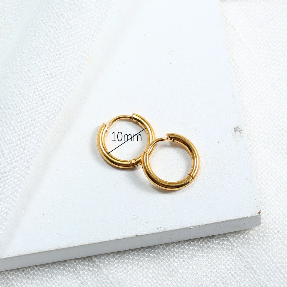 Steel Hoop Earrings For Women Men Stainless Steel Small Gold Color Earring Korea Cartilage Piercing Classic Jewelry Accessories