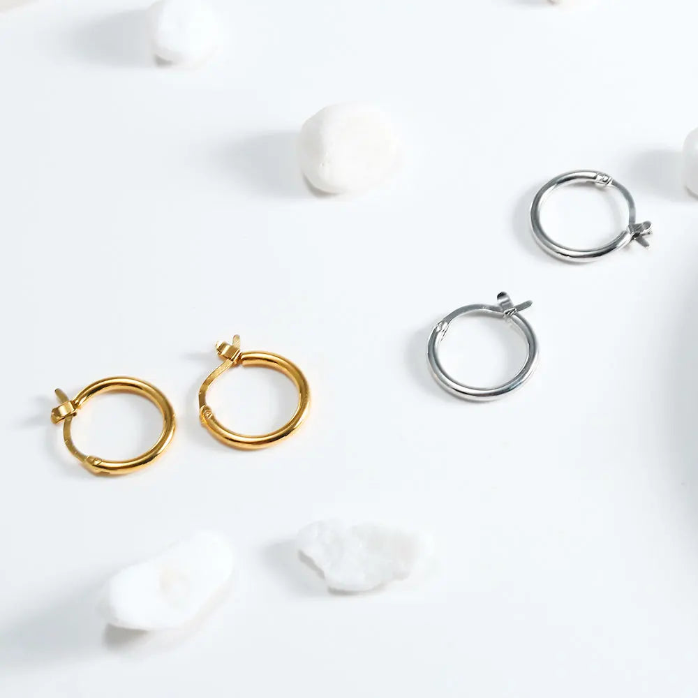 Steel Hoop Earrings For Women Men Stainless Steel Small Gold Color Earring Korea Cartilage Piercing Classic Jewelry Accessories