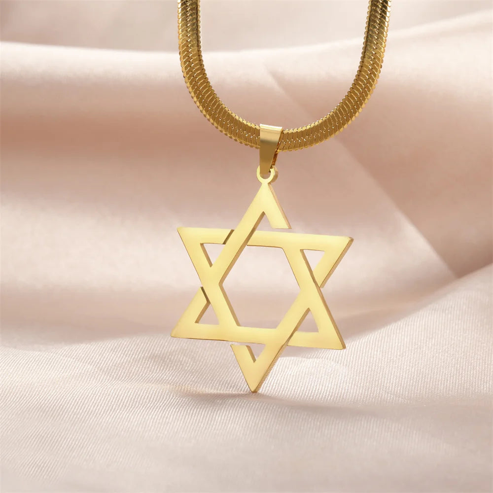 My Shape Star of David Pendant Necklace for Women Jewish Six-pointed Star Charms Choker Chain Stainless Steel Vintage Jewelry