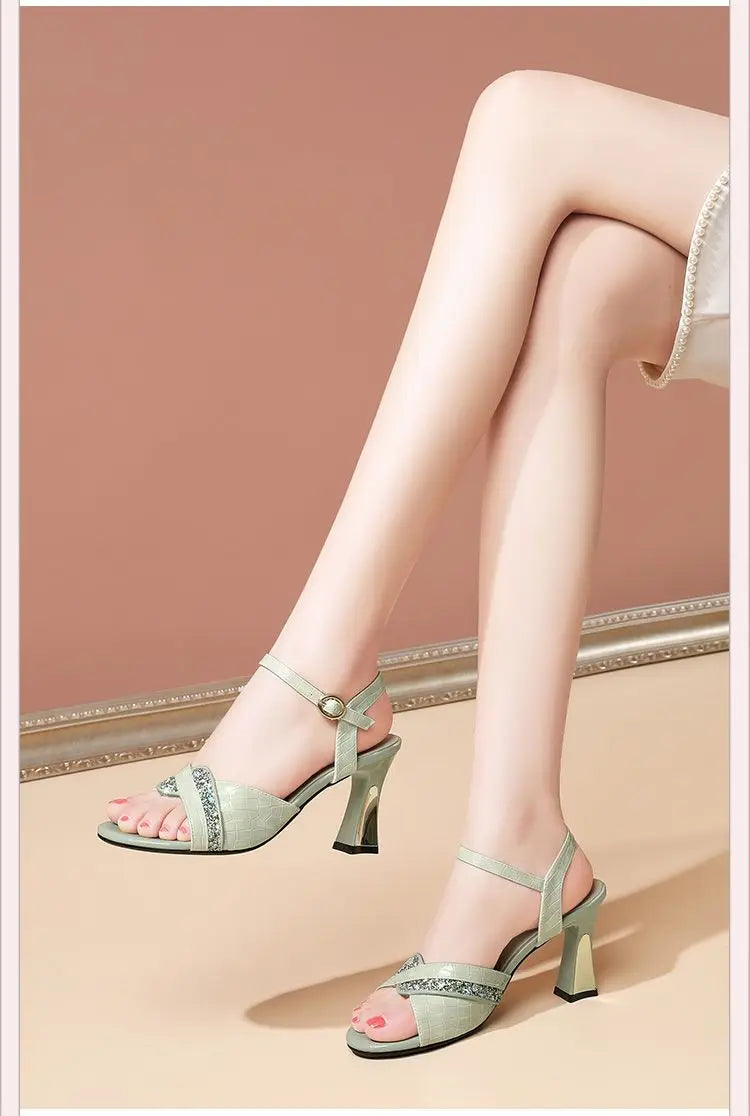 Elegant Sandals Ladies 2023 Shoes for Women Sandals Summer 2023 Peep Toe Dress Bling High Heels Sandals Female Fashion Sexy Shoe