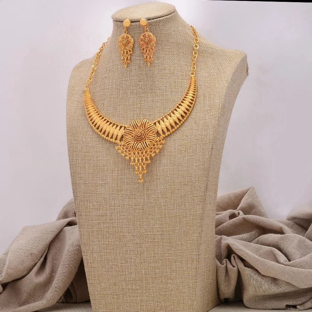 Ethiopian Gold Color Jewelry Sets for Women Men  Trendy African Arabian Charm Party Wedding Jewelry Sets Gift