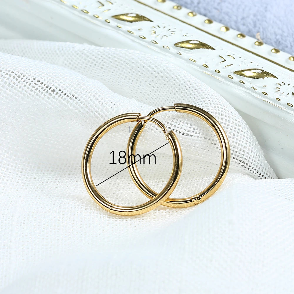 Steel Hoop Earrings For Women Men Stainless Steel Small Gold Color Earring Korea Cartilage Piercing Classic Jewelry Accessories