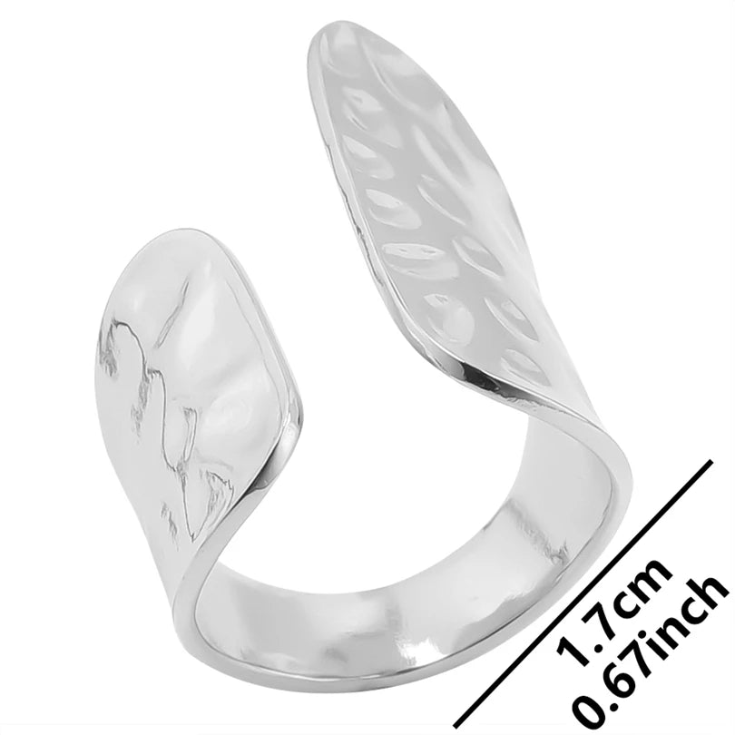 1/2Pcs Stainless Steel Exaggerated Irregular Chunky Textured Open Rings Personality Big Sea Starfish Shell Women Bague Jewelry