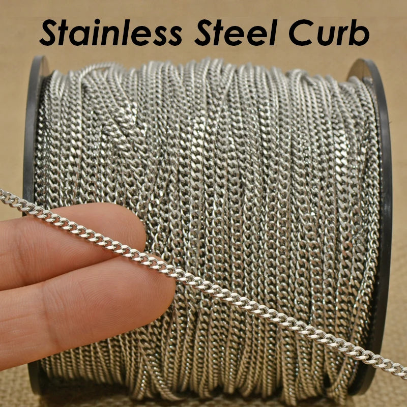 10 Meters - Black Chain Stainless Steel Curb Chain Gold Color Bulk Chain for Jewelry Making, Curb Link Chain for Women Necklace