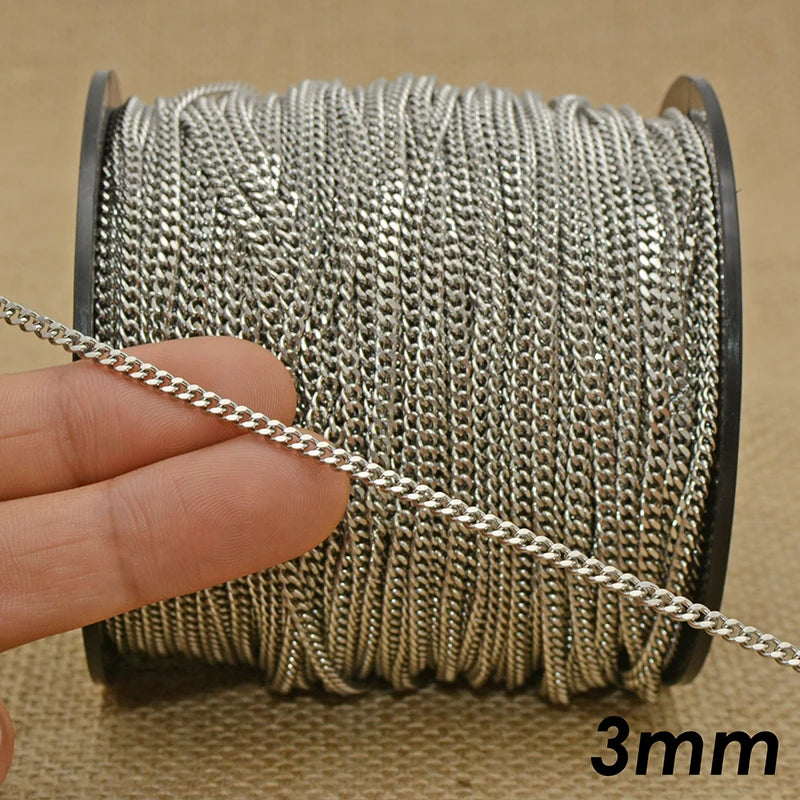 10 Meters - Black Chain Stainless Steel Curb Chain Gold Color Bulk Chain for Jewelry Making, Curb Link Chain for Women Necklace